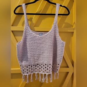 Aerie Crochet Fringe Tank Top - Cream